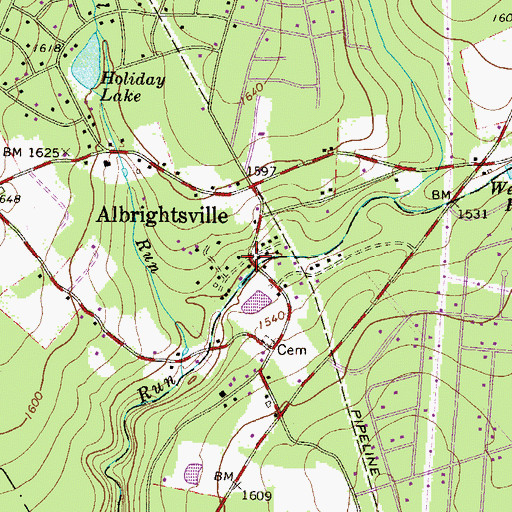 Topographic Map of Albrightsville, PA
