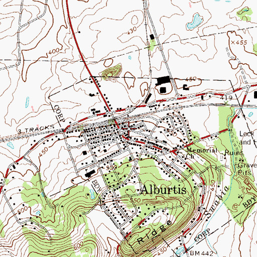 Topographic Map of Alburtis, PA