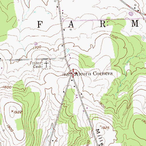 Topographic Map of Alcorn Corners, PA
