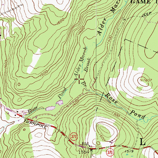 Topographic Map of Alder Marsh Brook, PA