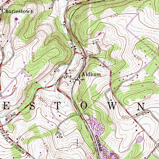Topographic Map of Aldham, PA