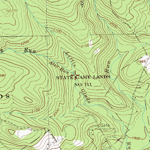 Topographic Map of Alex Run, PA