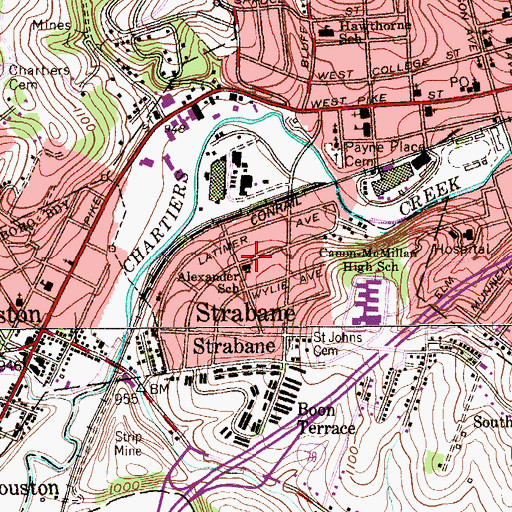 Topographic Map of Alexander School, PA