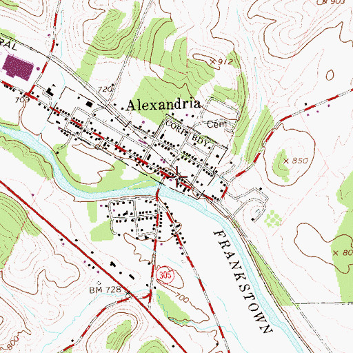 Topographic Map of Alexandria, PA