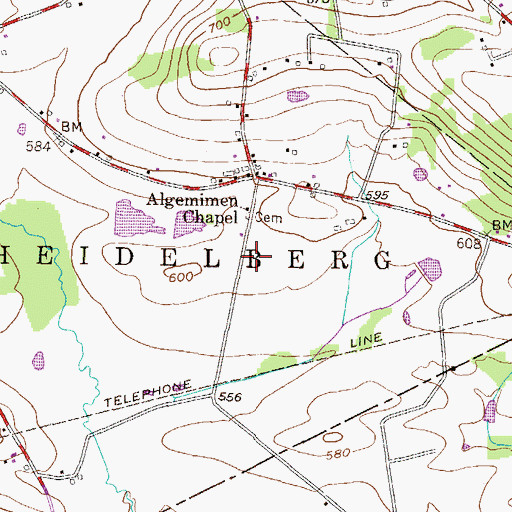 Topographic Map of Algemimen Chapel, PA