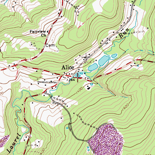 Topographic Map of Alice, PA