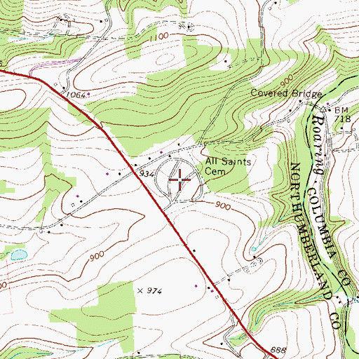 Topographic Map of All Saints Cemetery, PA