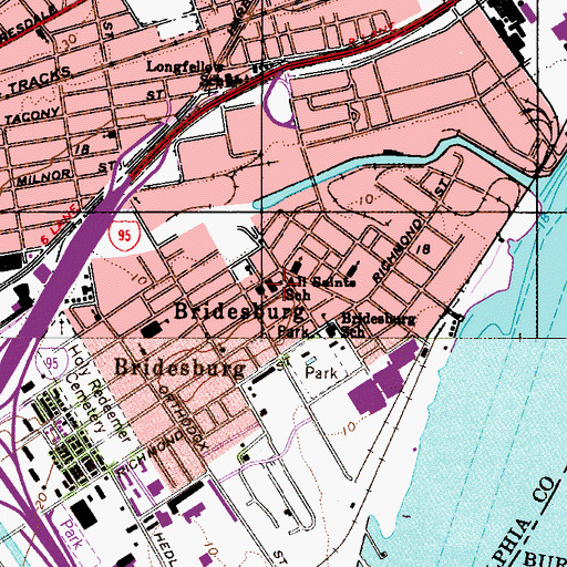 Topographic Map of All Saints School, PA