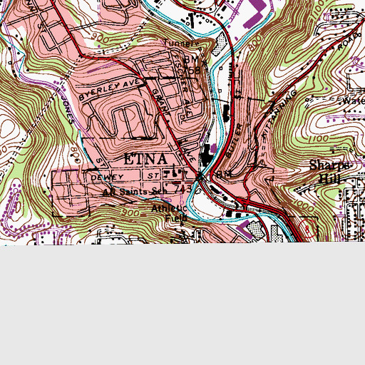 Topographic Map of All Saints School, PA