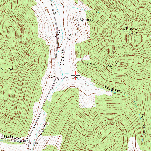 Topographic Map of Allard Hollow, PA
