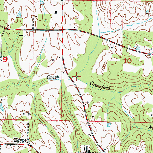 Topographic Map of Cranford Branch, AL
