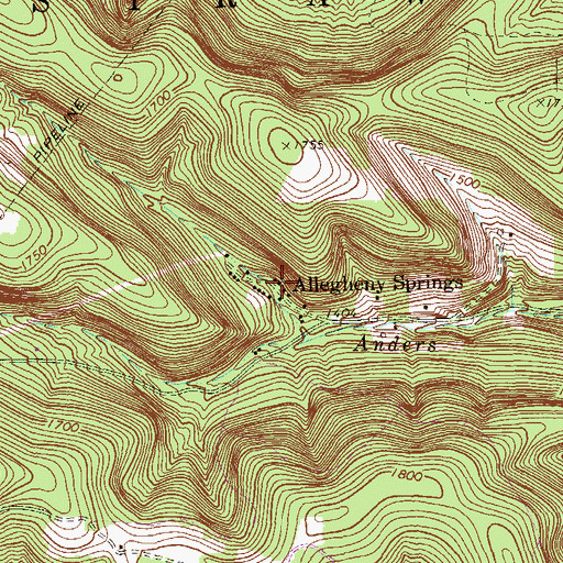 Topographic Map of Allegheny Springs, PA