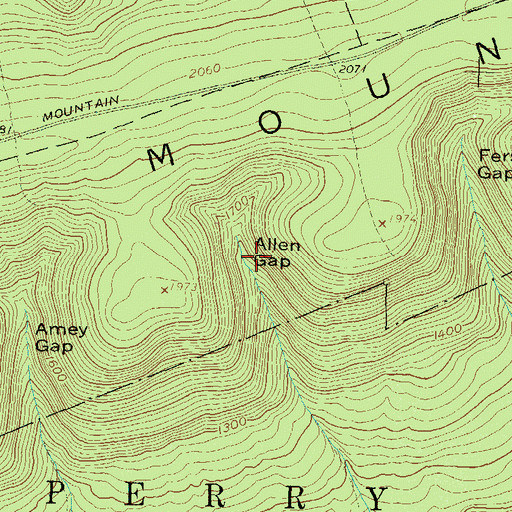 Topographic Map of Allen Gap, PA