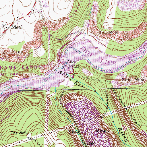 Topographic Map of Allen Run, PA