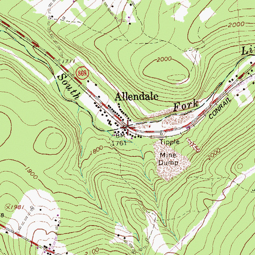 Topographic Map of Allendale, PA