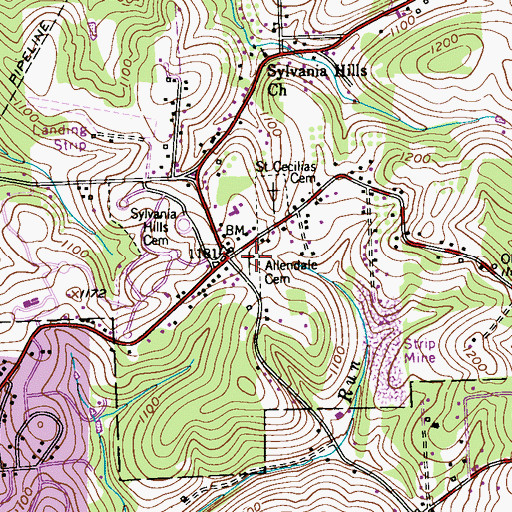 Topographic Map of Allendale Cemetery, PA
