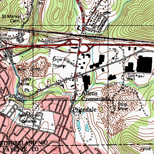 Topographic Map of Allens Crossroads, PA