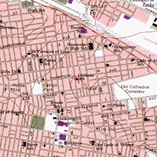 Topographic Map of Alleyne Church, PA