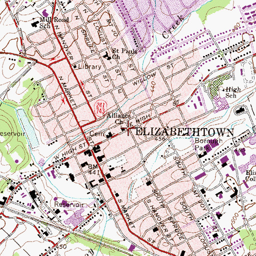 Topographic Map of Alliance Church, PA