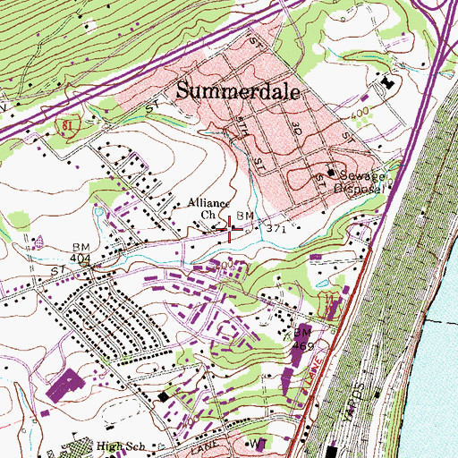 Topographic Map of Alliance Church, PA