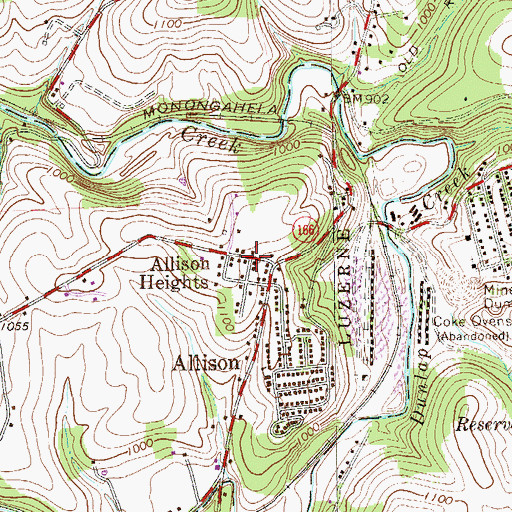 Topographic Map of Allison Heights, PA