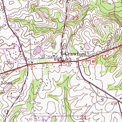 Topographic Map of Crawford, AL
