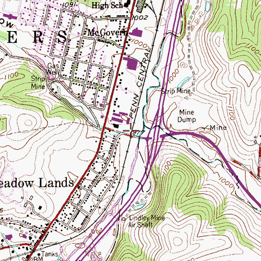 Topographic Map of Allison Hollow, PA