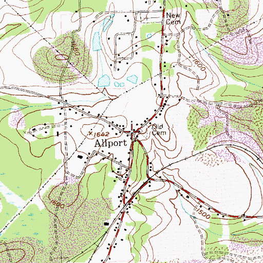 Topographic Map of Allport, PA