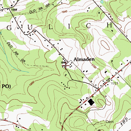 Topographic Map of Almaden, PA
