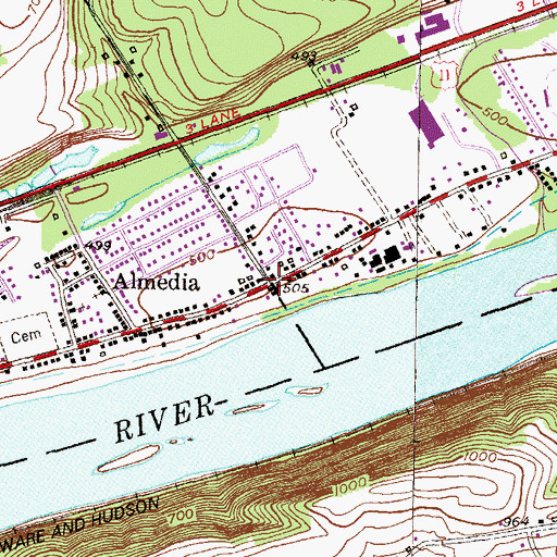 Topographic Map of Almedia, PA