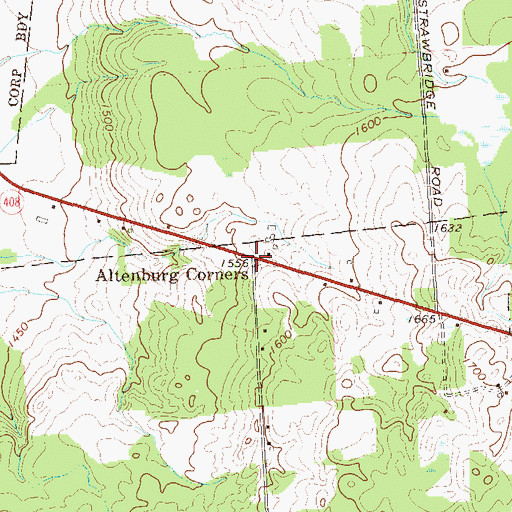 Topographic Map of Altenburg Corners, PA