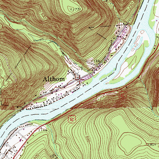 Topographic Map of Althom, PA