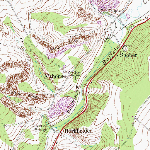 Topographic Map of Althouse, PA
