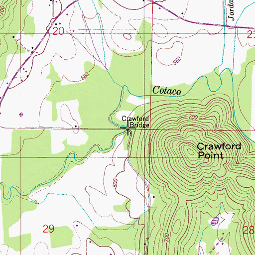 Topographic Map of Crawford Bridge, AL