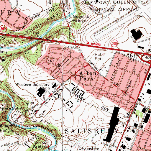 Topographic Map of Alton Park, PA