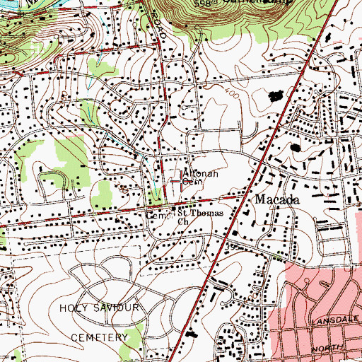 Topographic Map of Altonah Cemetery, PA