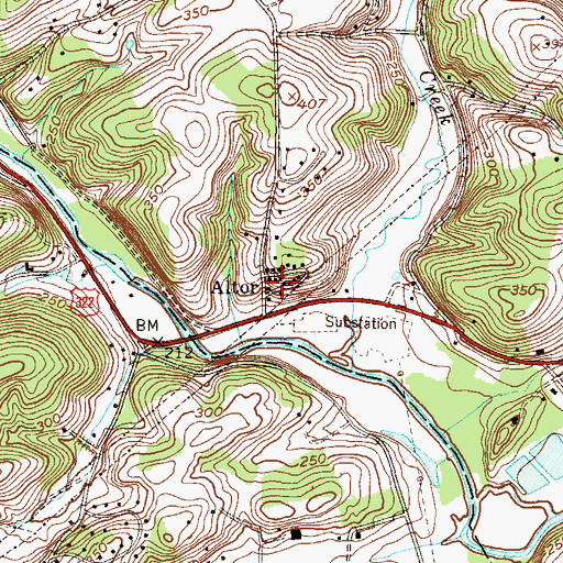 Topographic Map of Altor, PA