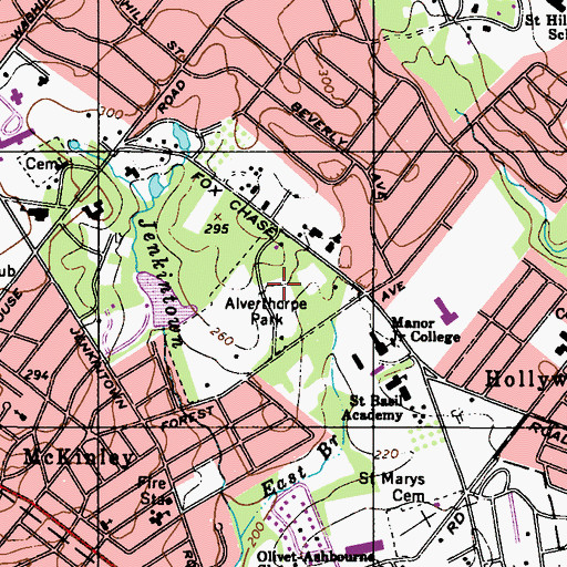 Topographic Map of Alverthorpe Park, PA