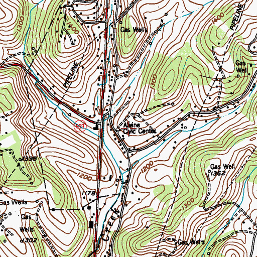 Topographic Map of Alwine Civic Center, PA
