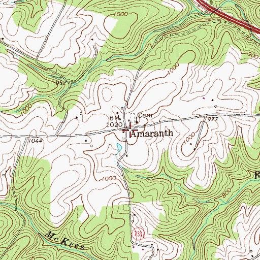 Topographic Map of Amaranth, PA