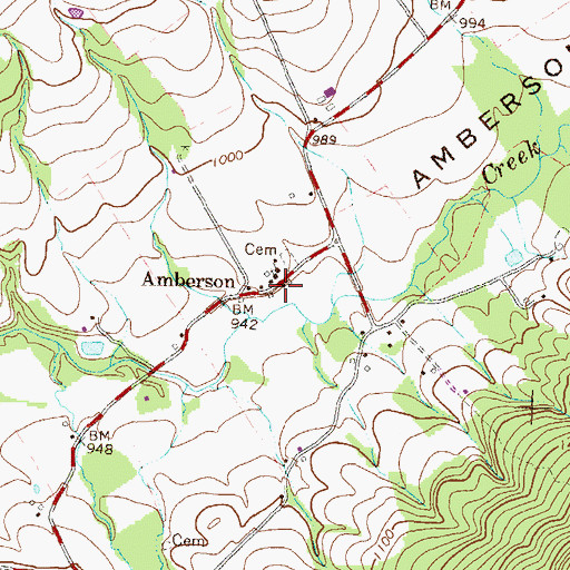 Topographic Map of Amberson, PA