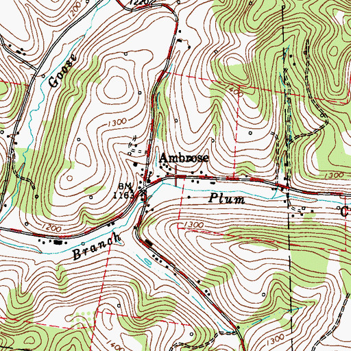 Topographic Map of Ambrose, PA