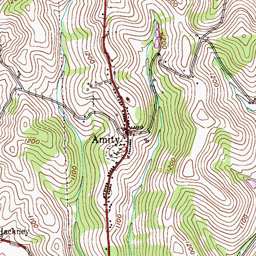 Topographic Map of Amity, PA