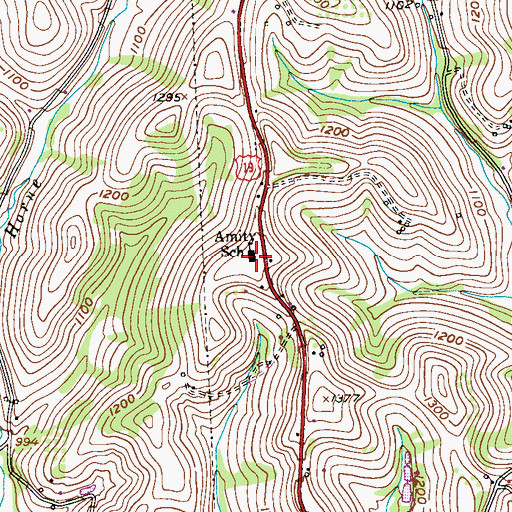 Topographic Map of Amity School, PA