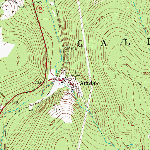 Topographic Map of Amsbry, PA