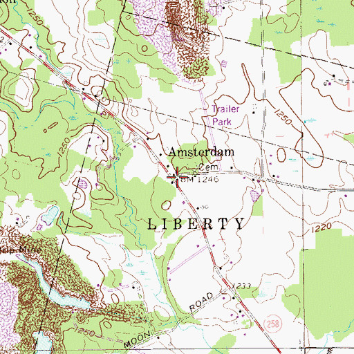 Topographic Map of Amsterdam, PA