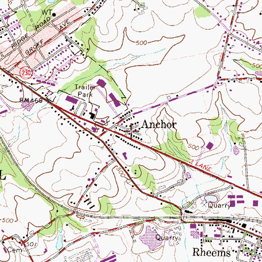 Topographic Map of Anchor, PA