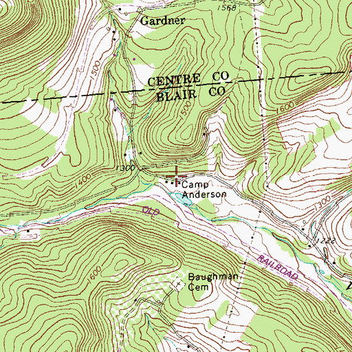 Topographic Map of Anderson Camp, PA