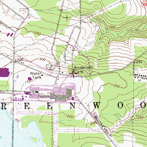 Topographic Map of Anderson Cemetery, PA