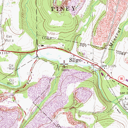 Topographic Map of Anderson Run, PA